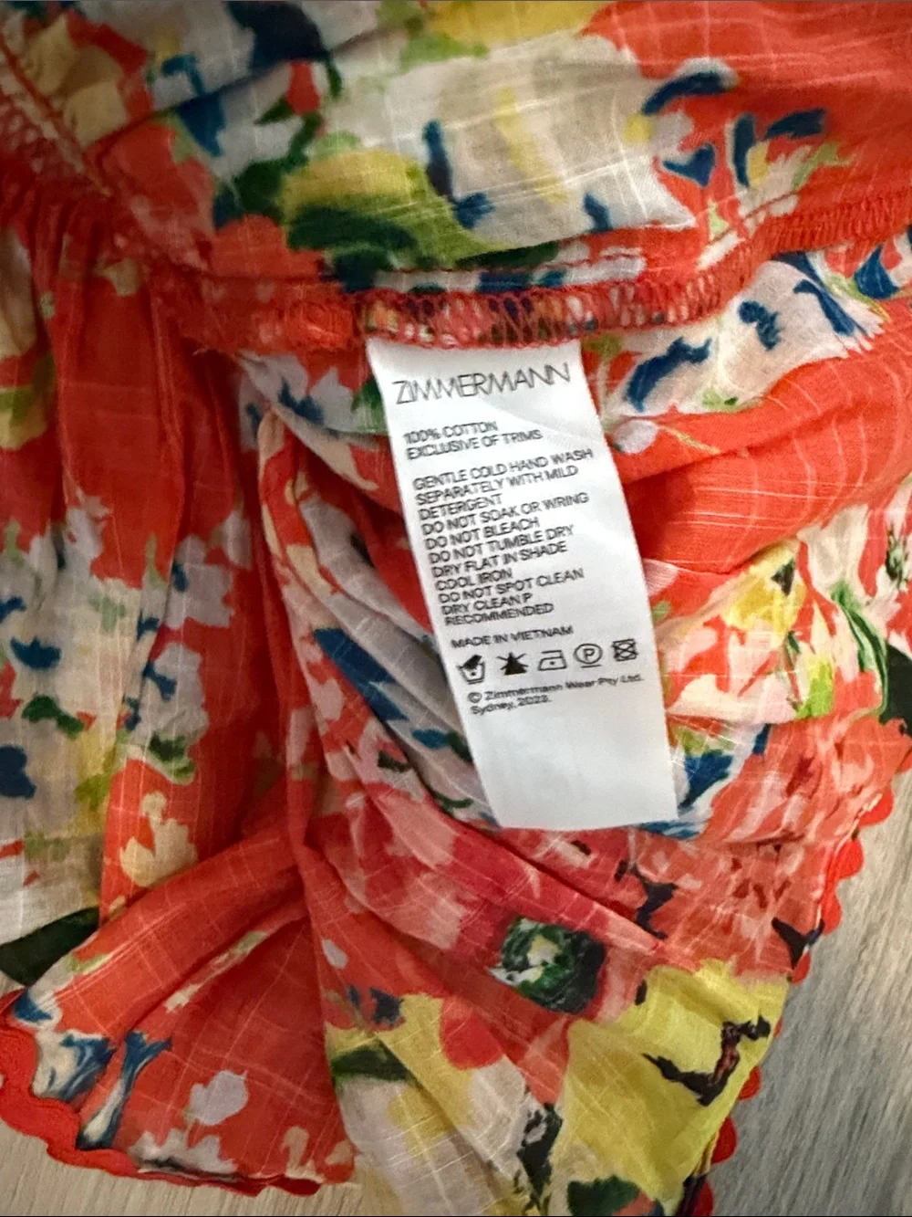 Zimmermann size 2 Red Floral Tiered Sundress